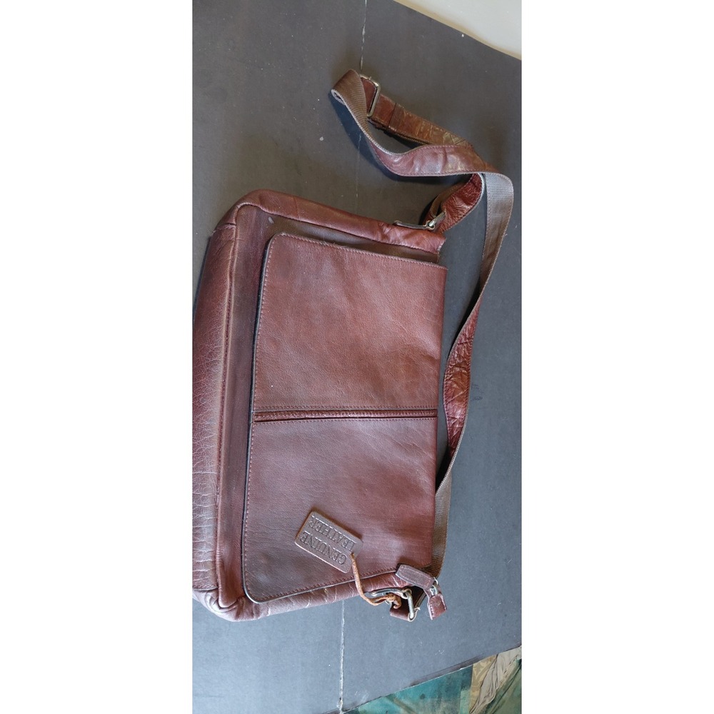 Brown Leather Messenger Bag classic crossbody heritage vintage executive Preppy